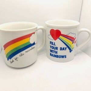 Vintage 80s Rainbow Coffee Mugs